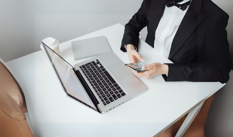 A man working on computer in image